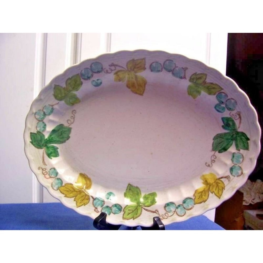 Vernonware Vineyard Oval Serving Platter 14"" Poppytail Poppy Tail